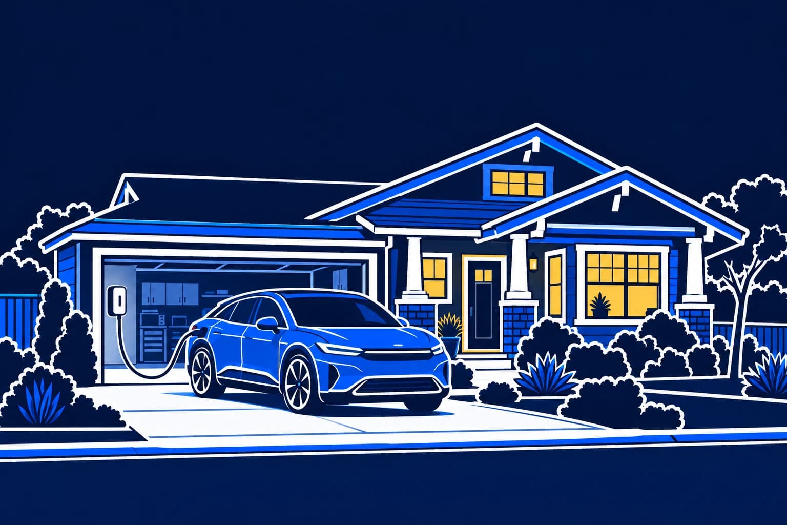 Illustration of home EV charging